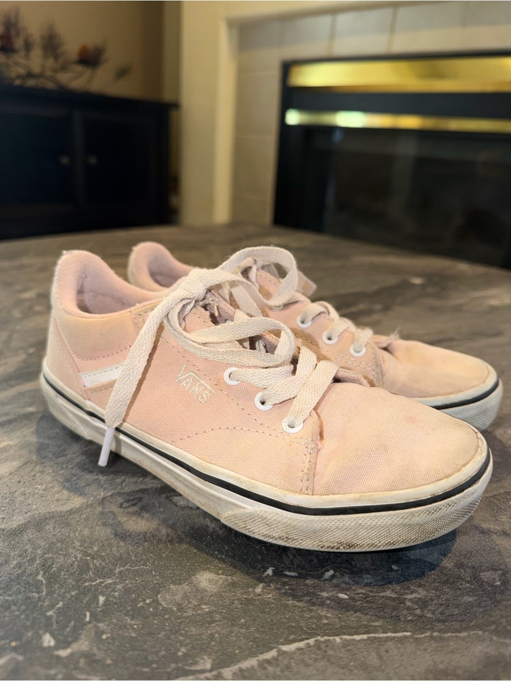 Vans Kids Pale Pink Canvas Low-Top Sneakers